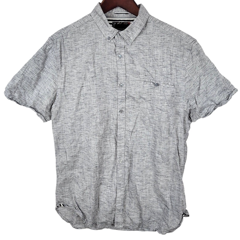 Cactus Man Ricky Singh Gray Short Sleeve Button Up Casual Shirt - Picture 2 of 6